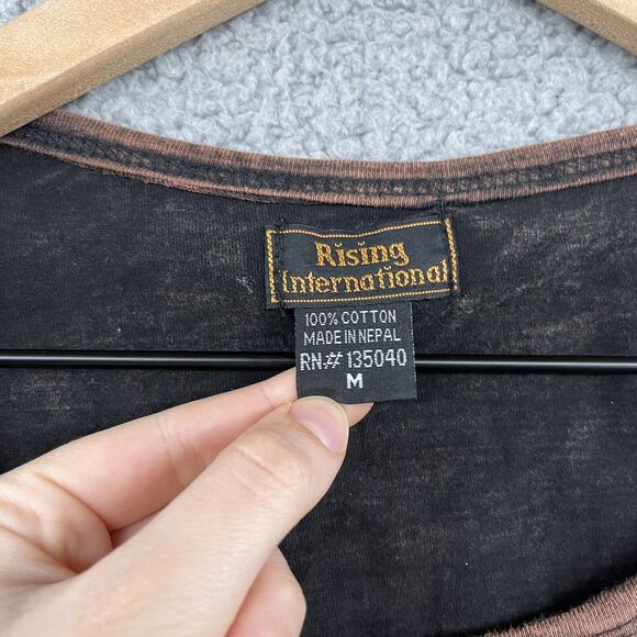 Rising International Top Medium Patchwork 3/4 Sleeve Shirt Bleached Colorful - Picture 8 of 9